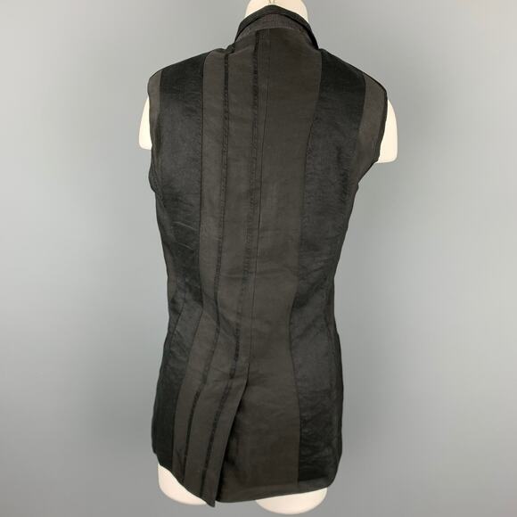MASNADA Size XS Black Linen Blend Notch Lapel Vest - Picture 4 of 6